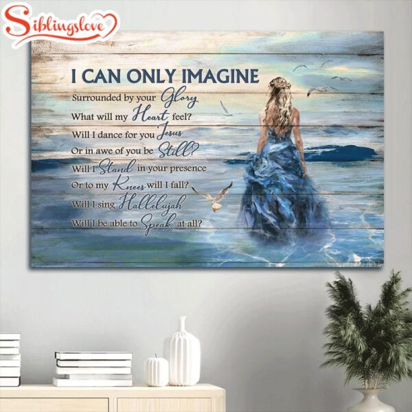 Beautiful Girl Beach Scene Seagull Canvas I Can Only Imagine Canvas Wall Art