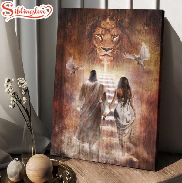 Beautiful Girl Walking With Jesus Canvas Posters