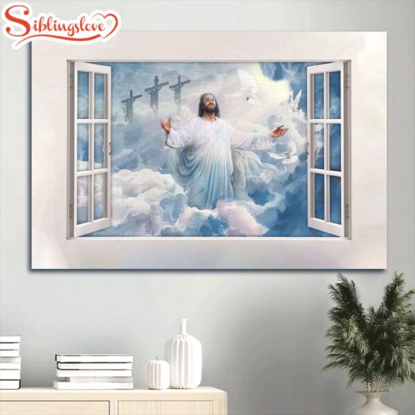 Beautiful Heaven Jesus Painting Holy Spirit Dove White Windows Jesus In Heaven Canvas Wall Art