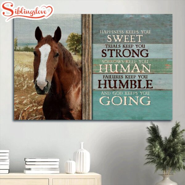 Beautiful Horse Blue Background Horse Painting Canvas Happiness Keeps You Sweet Canvas Wall Art