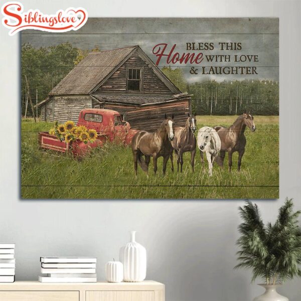 Beautiful Horse Meadow Land Ladybug Car Bless This Home Canvas Wall Art