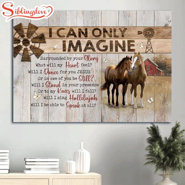 Beautiful Horse Wooden Windmill White Butterfly I Can Only Imagine Canvas Wall Art