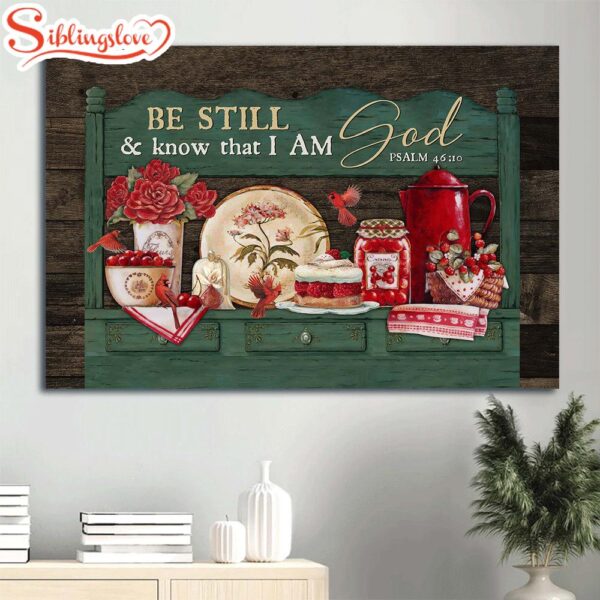 Beautiful Kitchen Christmas Eve Red Cardinal Canvas Be Still And Know That I Am God Canvas Wall Art