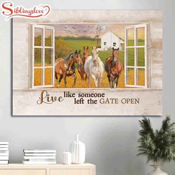 Beautiful Meadow Land Quarter Horse Windmill Live Like Someone Left The Gate Open Canvas Wall Art