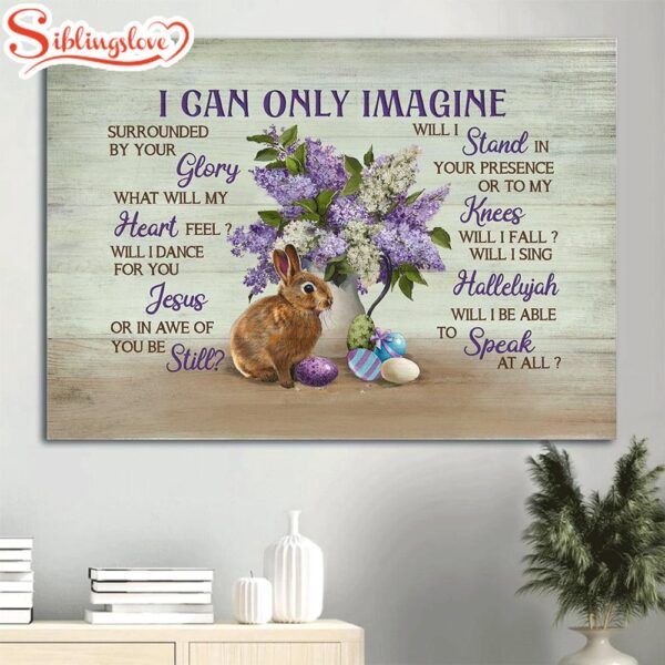 Beautiful Purple Flower Rabbit Drawing Easter Eggs I Can Only Imagine Canvas Wall Art