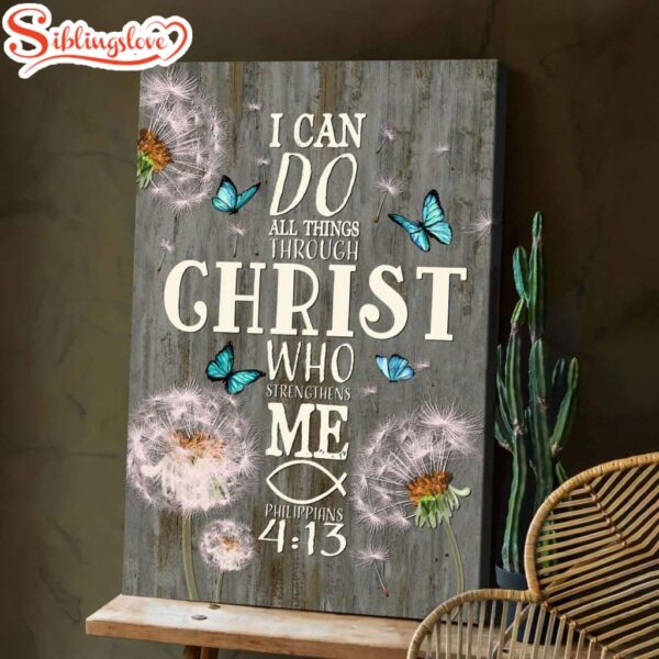 Bible Verse I Can Do All Things Through Christ Dandelion Canvas Art