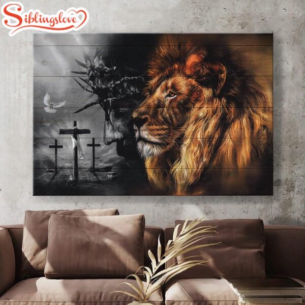 Black And White Jesus Painting Lion Of Judah Canvas Wall Art