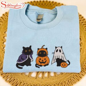 Black Cat Halloween Embroidered Sweatshirt Fashion Style For Halloween