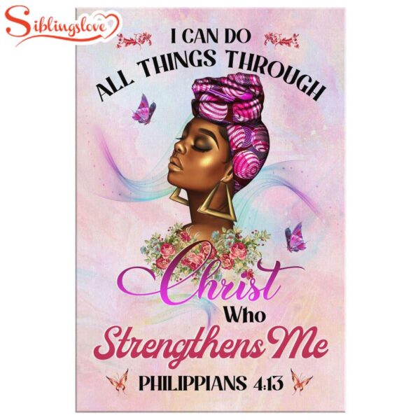 Black Woman I Can Do All Things Through Christ Christian Canvas Wall Art Prints