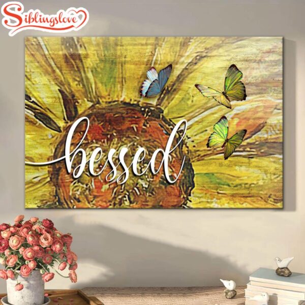 Blessed Sunflower Blessed Canvas Wall Art