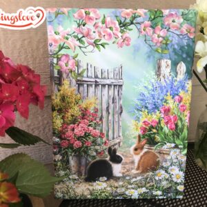 Blossoms And Bunnies Canvas Wall…