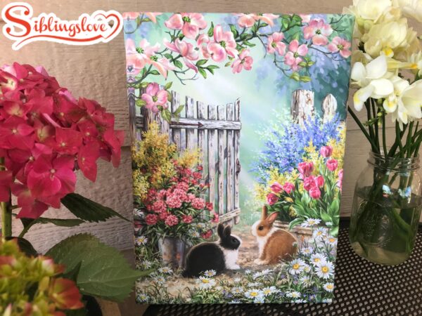 Blossoms And Bunnies Canvas Wall Art