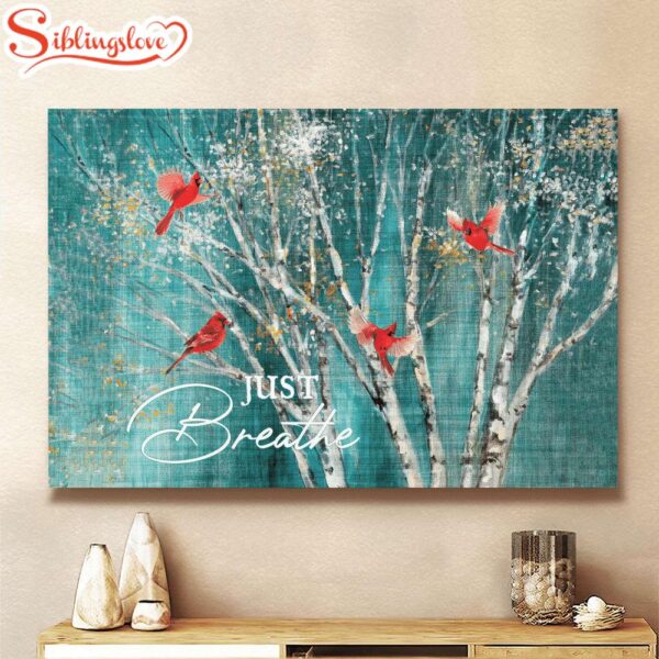 Blue Birch Cardinal Jesus Just Breathe Canvas Wall Art