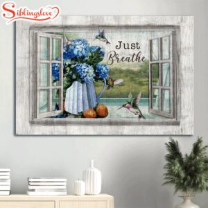 Blue Hydrangea Beautiful Hummingbird Window…