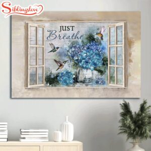 Blue Hydrangea Green Hummingbird Window…