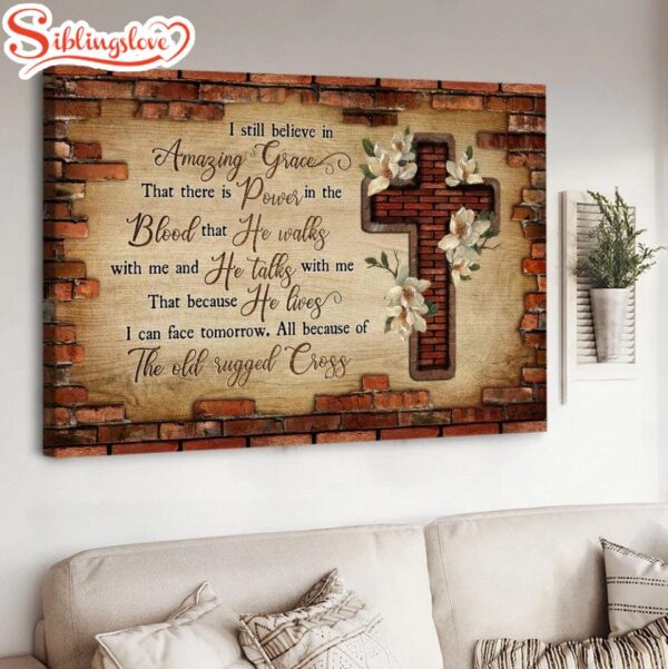 Brick Wall Jesus Cross The Old Rugged Cross Canvas Wall Art