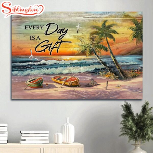 Brilliant Beach Painting Amazing Sunset Seagull Canvas Everyday Is A Gift Canvas Wall Art