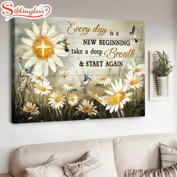 Brilliant Daisy Field Every Day Is A New Beginning Canvas Wall Art