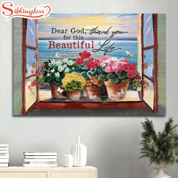 Brilliant Flower Ocean Painting Sunset Canvas Thank You For This Beautiful Life Canvas Wall Art