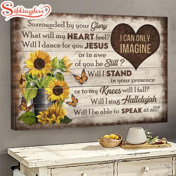 Butterflies And Sunflower I Can Only Imagine Heart Canvas Wall Art