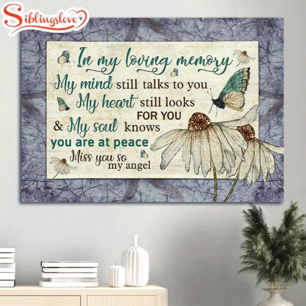 Butterfly Drawing White Flower Painting My Heart Still Looks For You Heaven Canvas Wall Art