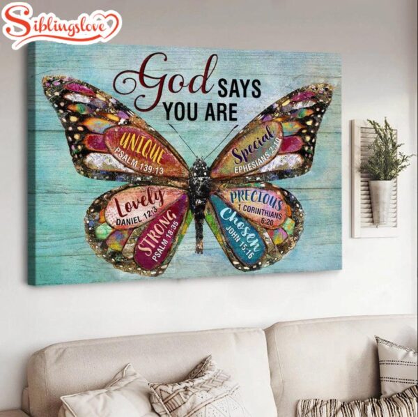 Butterfly God Says You Are Canvas Wall Art