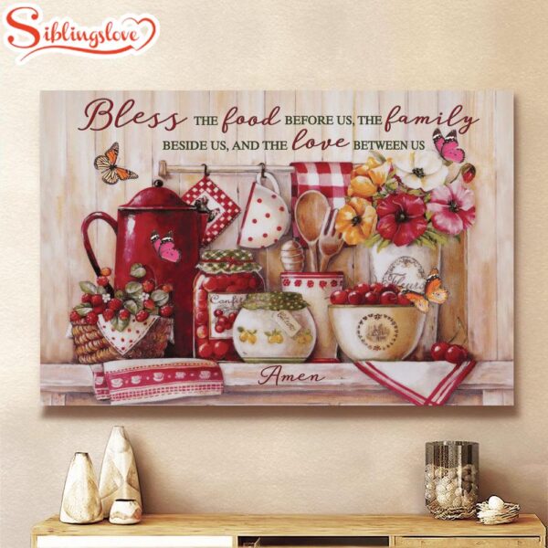 Butterfly Kitchen Utensils And Tools Bless The Food Before Us Canvas Wall Art