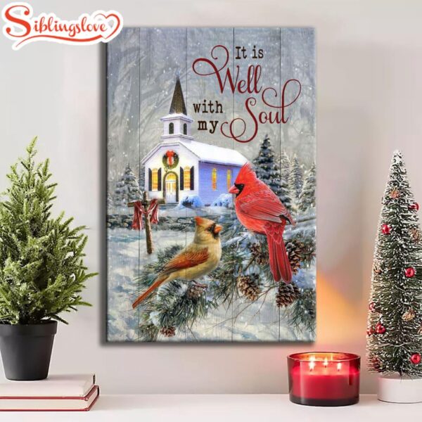 Cardinal Birds It Is Well With My Soul Christmas Canvas Art