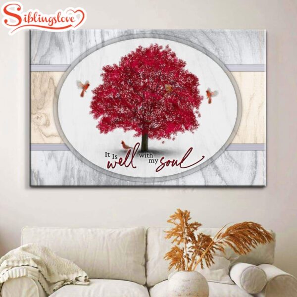 Cardinal Birds, It Is Well With My Soul Wall Art Canvas, Christian Wall Decor For Christmas