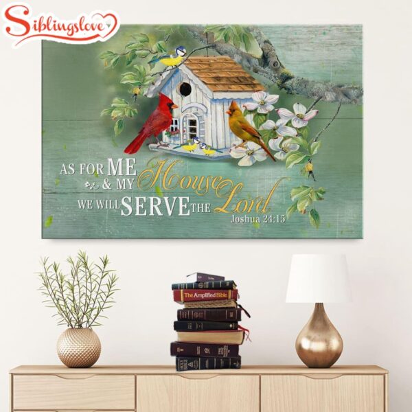 Cardinal Couple, Joshua 2415 We Will Serve The Lord Canvas Wall Art