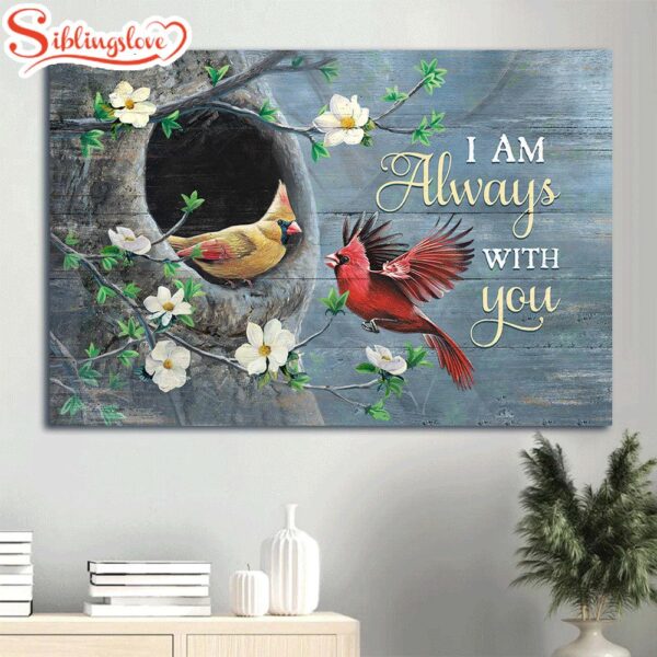 Cardinal Painting Beautiful Japanese Anemone I Am Always With You Heaven Canvas Wall Art