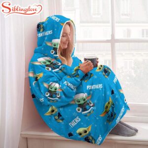 Carolina Panthers Baby Yoda Huggle Blanket Hoodie