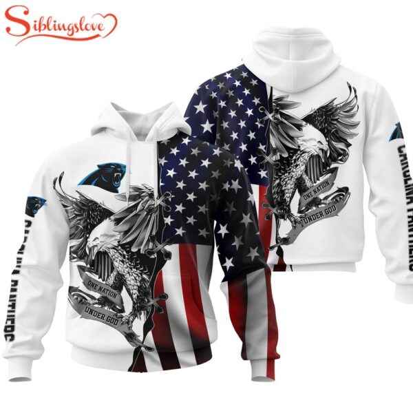 Carolina Panthers NFL Eagle Holding US Flag 3D Hoodie Shirt