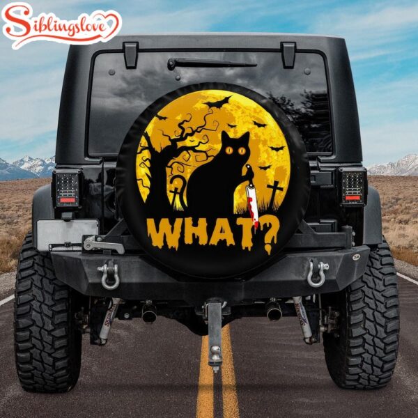 Cat What Black Cat Halloween Spare Tire Cover Gift For Campers