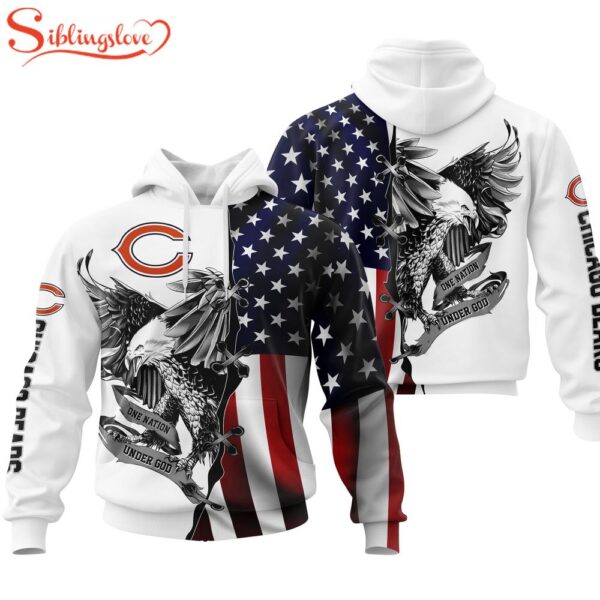 Chicago Bears NFL Eagle Holding US Flag 3D Hoodie Shirt