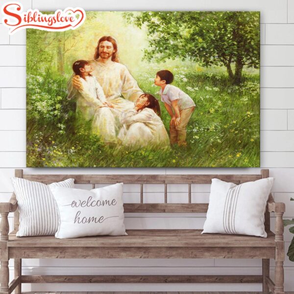 Christ With Asian Children Canvas Wall Art