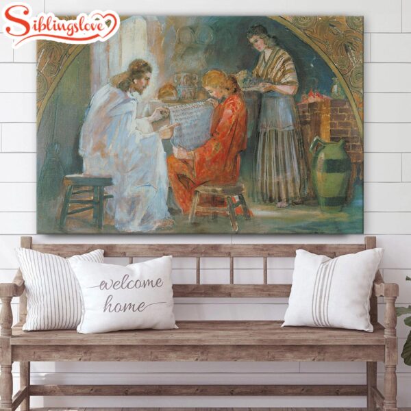 Christ With Mary And Martha Canvas Wall Art