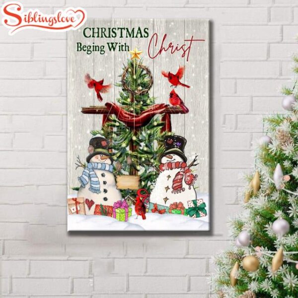 Christian Christmas Christmas Begins With Christ Canvas Art