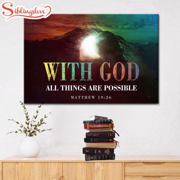 Christian Easter Gifts Matthew 1926 With God All Things Are Possible Wall Art Canvas