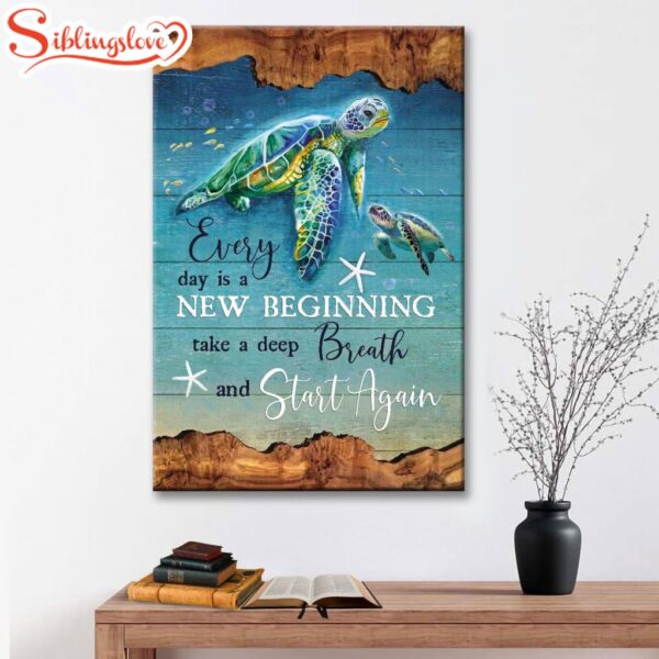 Christian Every Day Is A New Beginning Turtle Beach Canvas Art