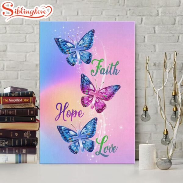 Christian Faith Hope Love Butterfly Art Canvas Art