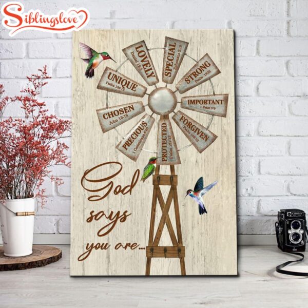 Christian Farmhouse Windmill God Says You Are Canvas Art