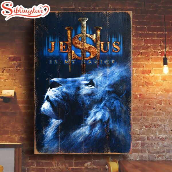 Christian Framed Art Blue Lion Canvas Lion Of Judah Faith God Jesus Is My Savior Canvas Wall Art