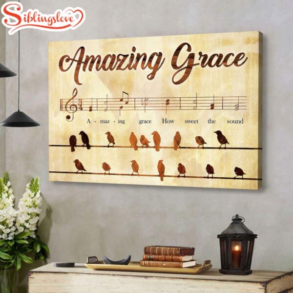 Christian Wall Art Amazing Grace How Sweet The Sound, Bird Painting Canvas Print