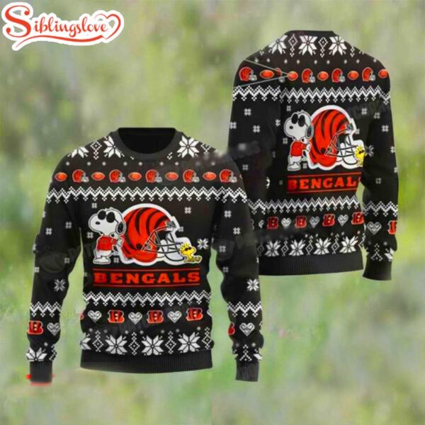 Cincinnati Bengals Cute The Snoopy Show Football Helmet Ugly Christmas Sweater