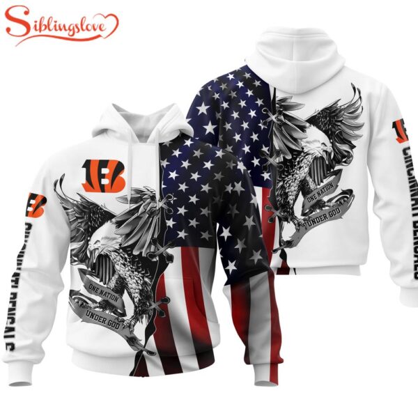 Cincinnati Bengals NFL Eagle Holding US Flag 3D Hoodie Shirt