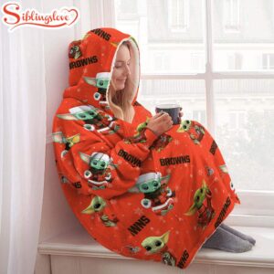 Cleveland Browns Baby Yoda Huggle Blanket Hoodie