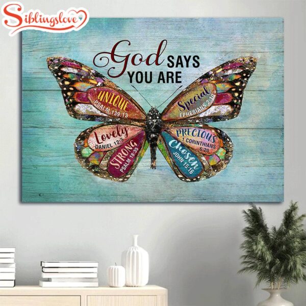 Colorful Butterfly Light Blue Background Blue Sky God Says You Are Canvas Wall Art