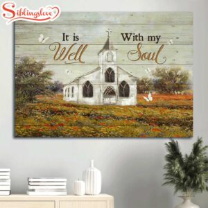 Country Church Painting Colorful Flower…