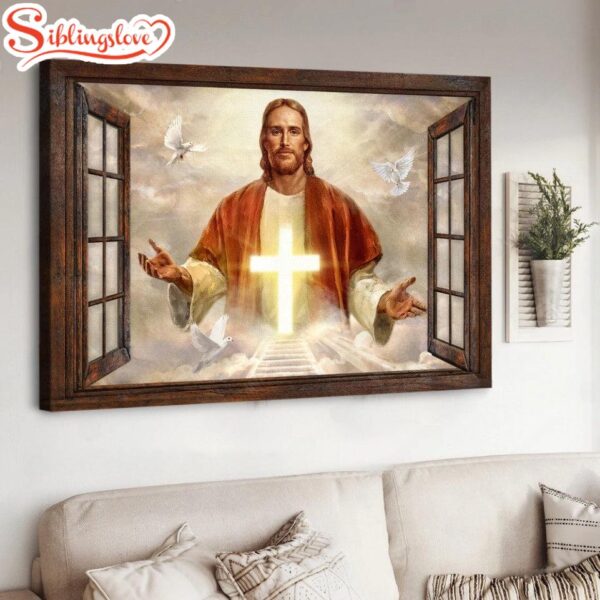 Cross Dove Come With Me Jesus Canvas Wall Art